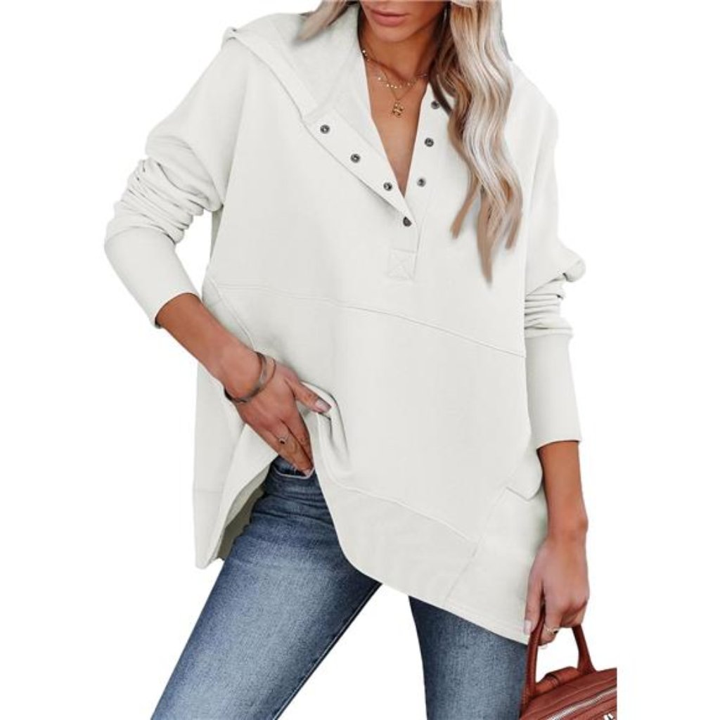Women's Oversized Button Hoodies White